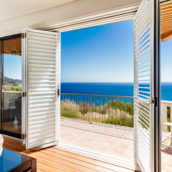 Mallorquina de aluminio abierta hacía el mar