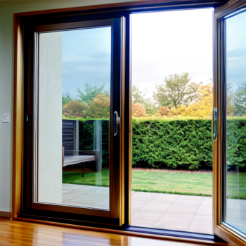 Ventana osciloparalela RPT abierta que da a un jardín